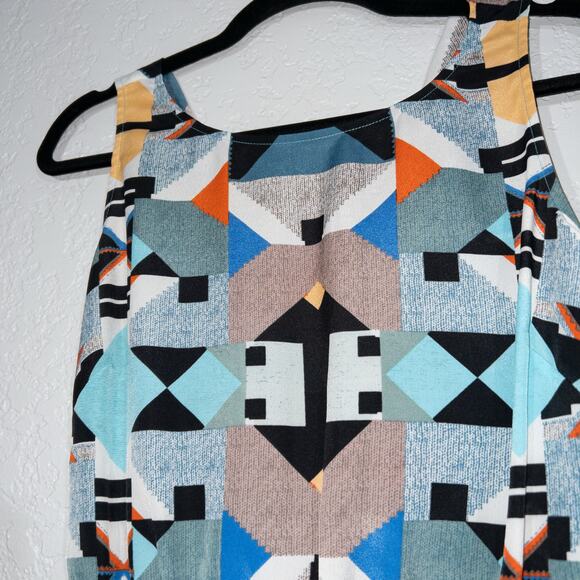Twelfth Street Cynthia Vincent Geo Print Scoop Back Silk Dress Size Small - Picture 2 of 7